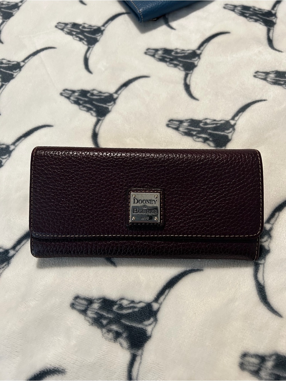 Dooney & Bourke Plum Wine Lucca Leather Checkbook Folding Wallet, Red Interior